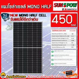 แผงโซล่าเซลล์ 450 W MONO HALF CELL 